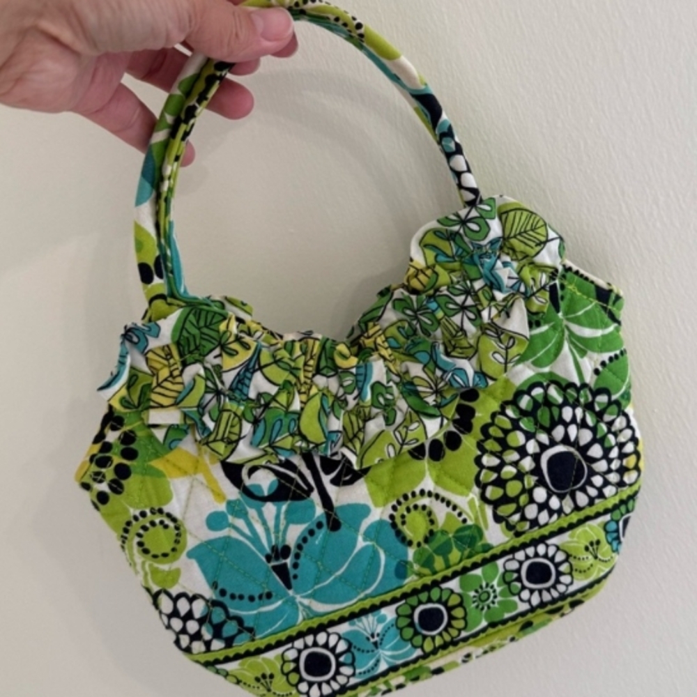 ⭐VERA BRADLEY Green & Blue Bohemian Shoulder Bag with Floral Patterns